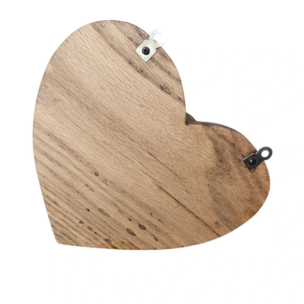 Vtg Carved Oak Wood Heart Wall Hanging Towel Bar Floral‎ Scroll Decor